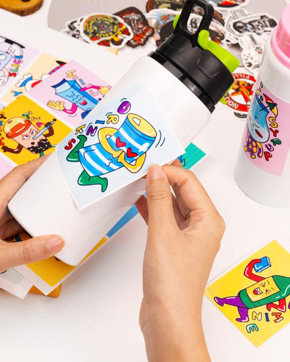 QYH Printable Vinyl Sticker Paper for Inkjet & Laser Printer - Matte White Waterproof, 50 Sheets Vivid Colors, Compatible with Cricut, Silhouette, Ideal for Small Business & DIY- 8.5"x11"