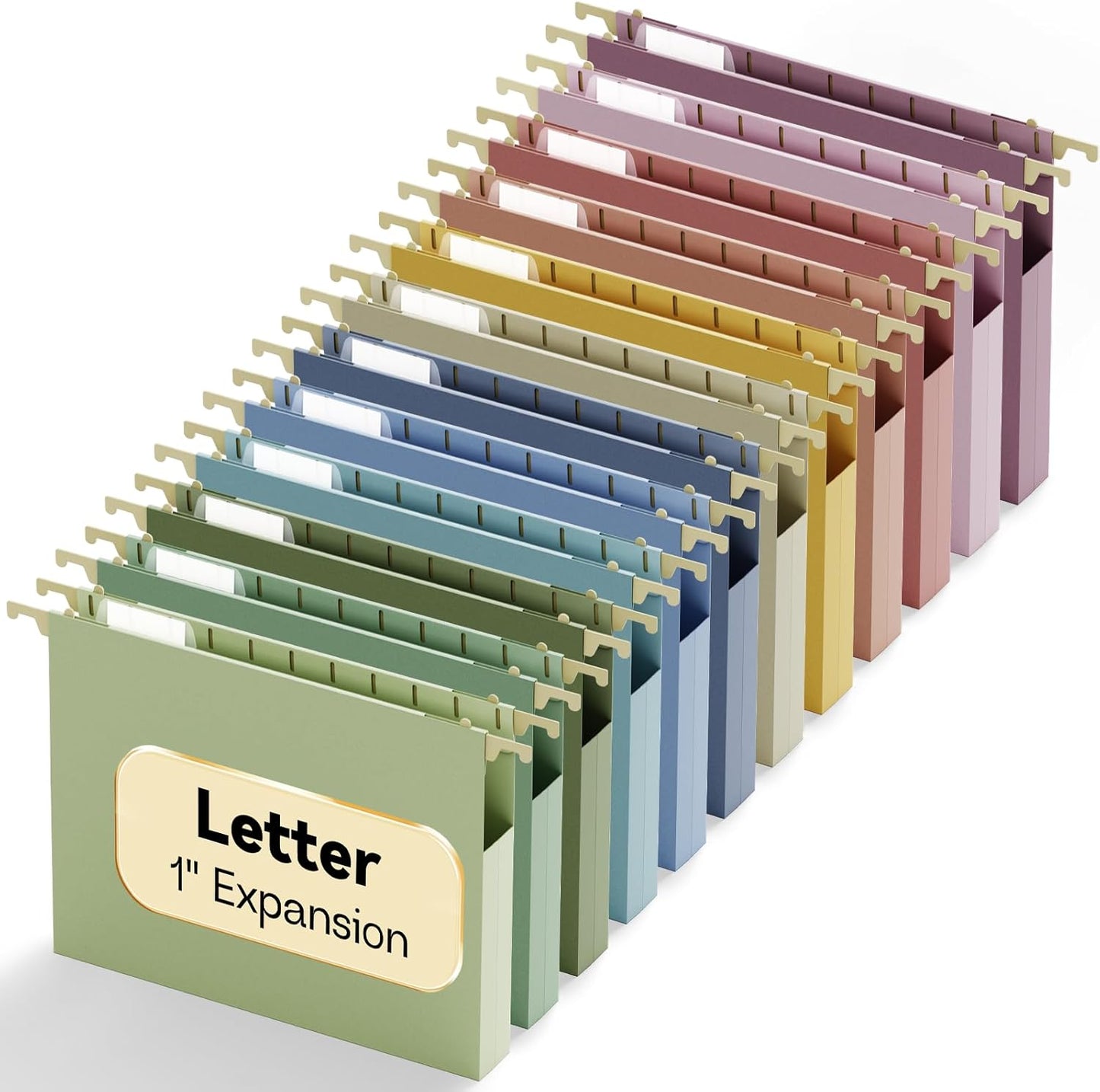 Letter Size Hanging File Folders Extra Capacity,2" Expandable Plastic Hanging File Organizer for Filing Cabinet Office Home,12 Pack Sturdy Pastel Heavy Duty Hang Folder with Tabs,for File Box