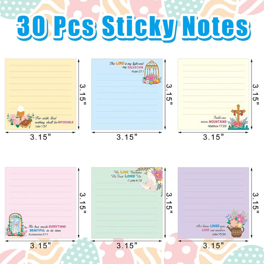 30 Pcs Bible Sticky Notes Christian Note Pads Religious Bible Notepads Inspirational Memo Notes for Inspirational Gifts Message Reminder Lists Schedules Studying Office School Supplies