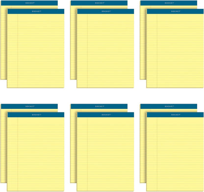 TOPS 5 x 8 Legal Pads, 12 Pack, Docket Brand, Narrow Ruled, Yellow Paper, 50 Sheets Per Writing Pad, Made in the USA (63350)