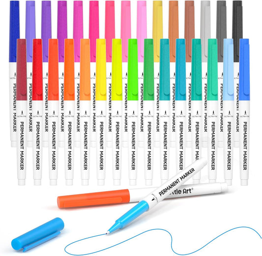 Shuttle Art Permanent Marker, 30 Colors Ultra Fine Point, Assorted Colors, Works on Plastic,Wood,Stone,Metal and Glass for Kids Adult Coloring Doodling Marking