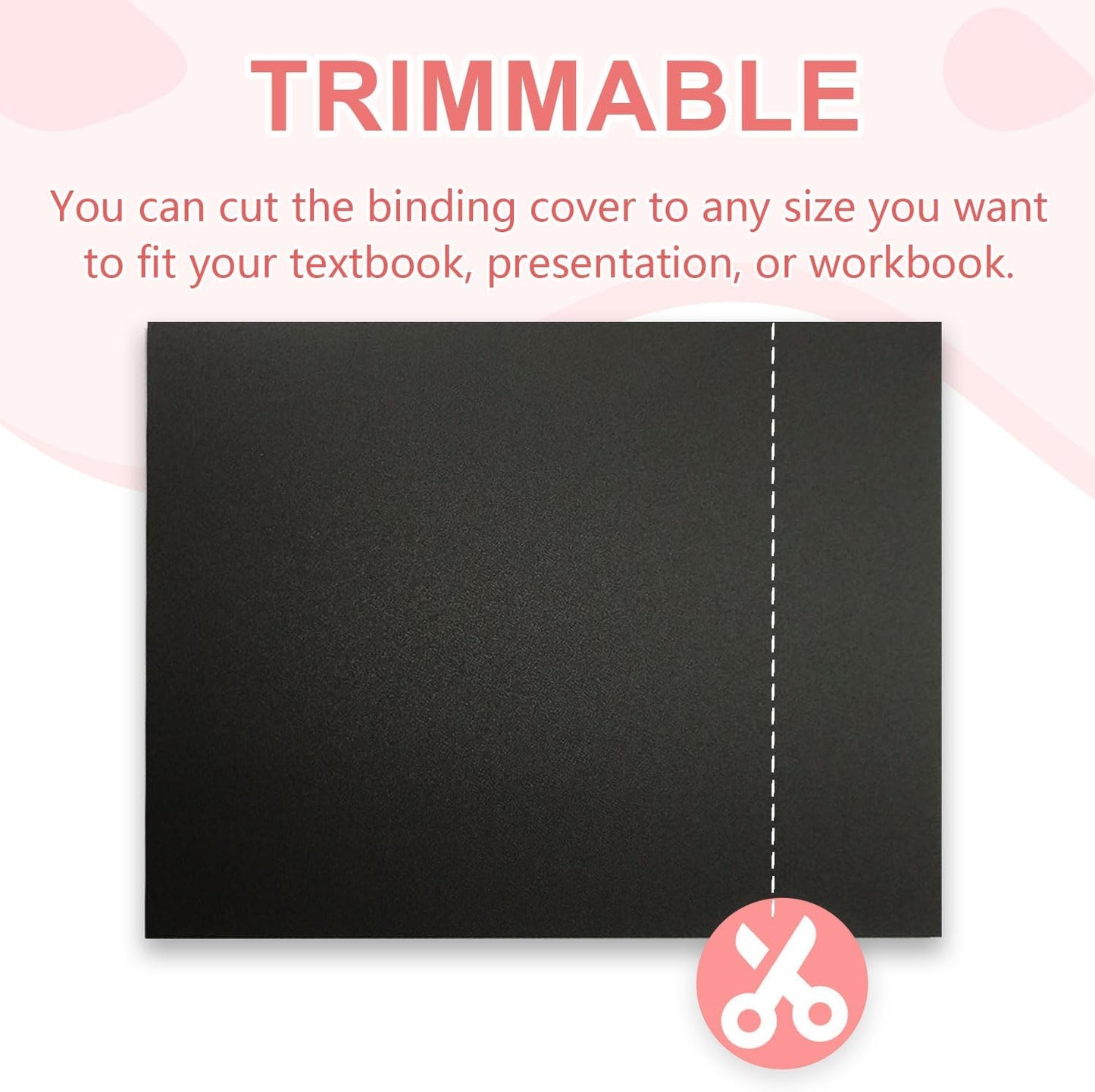 HOUYEE 100 Pack 16 Mil Poly Binding Covers,Sand Texture Binding Presentation Covers,8.5x11 Inches,Letter Size,Black,Square Corners,Un-Punched