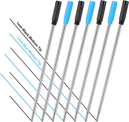 Jovitec 24 Pieces Replaceable Ballpoint Pen Refills Metal Pen Ink Refills Smooth Writing 4.5 Inch (11.6 cm) and 1 mm Medium Tip for Gifts Office(Black and Blue)