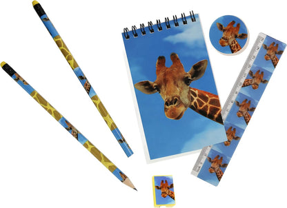 Deluxebase Wild Stationery Set - Dolphin from Animal Stationery Sets with 2 Pencils, Eraser, Pencil Sharpener, Ruler & Cute Notebook. Ideal Office Supplies, Desk Accessories & College Essentials.