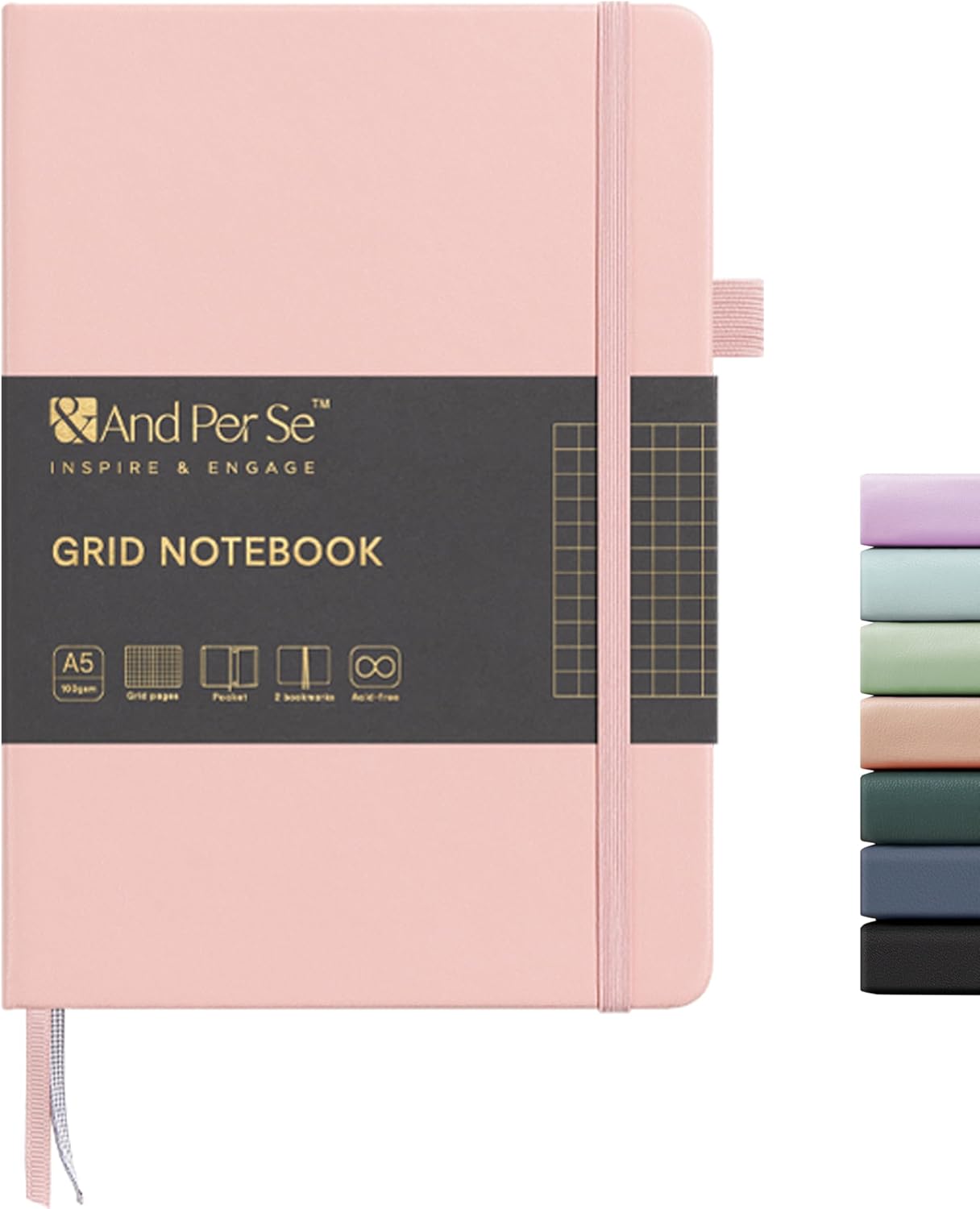 &And Per Se Lined Journal Notebook, 160 Pages, A5 5.7 x 8 inches College Ruled Thick Paper Notebook Journals for Writing, Hardcover Notebooks for Women Men Office School (1 Pack, Green) - Colors A