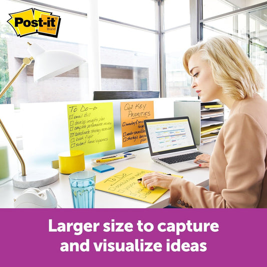 Post-it Super Sticky Big Notes, 11 in. x 11 in., Extra Large Sticky Notes Yellow, 1 Pad, 30 Sheets, Great for Vision Boards, Creative Projects, Study Spaces, Group Brainstorming, and More