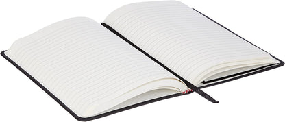 Amazon Basics Classic Lined Writing Notebook for Note Taking and Journaling, Hardcover with Elastic Closure, 240 Pages, 5" x 8.25", Black