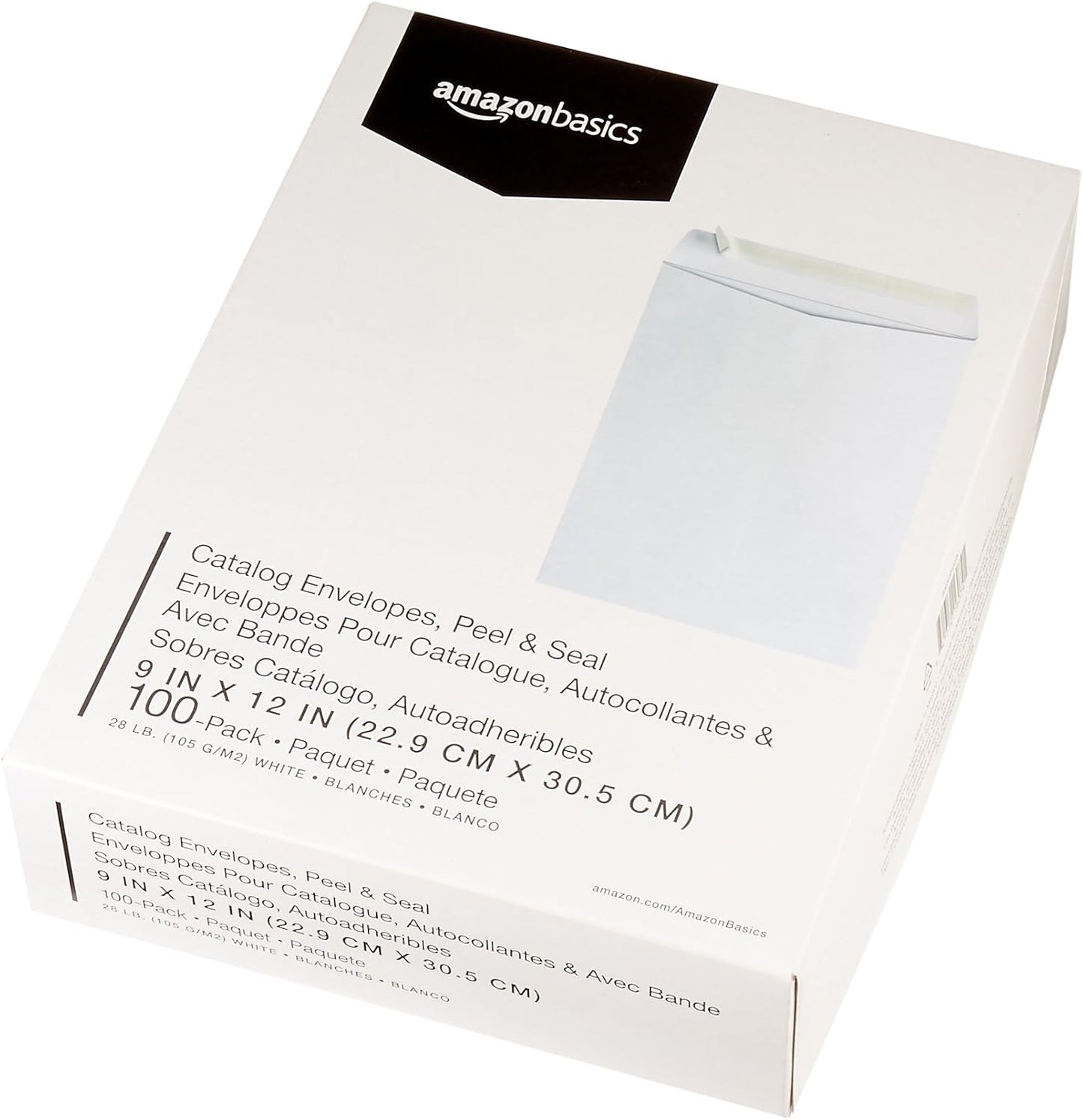 Amazon Basics Catalog Mailing Envelopes, Peel and Seal, 10 x 13 Inch, White, 100-Pack
