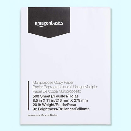 Amazon Basics Multipurpose Copy Printer Paper, 20 lb, 8.5 x 11 Inches, 10 Reams (5,000 Sheets), 92 Bright White