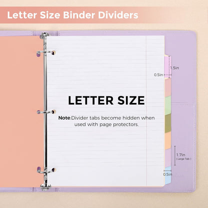SKYDUE 8 Tab Durable Plastic Dividers, Big Tab Dividers for 3 Ring Binder, Letter Size,Write & Erase Binder Dividers with Tabs, with Sticker Labels, 1 Set, Aesthetic Pastels Binder Dividers