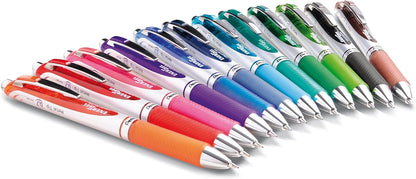Pentel EnerGel RTX Deluxe Retractable Liquid Gel Pen, Fine .7mm Metal Tip, Black Ink, Silver Barrel (Bulk Lot of 15) (BL77-A)
