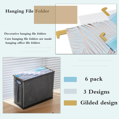 6 Pack Hanging Folder File Cabinet Organizer Letter Size 1/5 Cut Adjustable Label Decoration Home Office School Classroom, Green