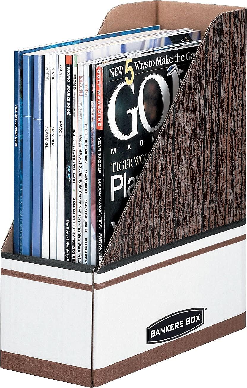 Bankers Box Magazine File Holders, Oversized Letter, Wood Grain, 12 Pack (07224)