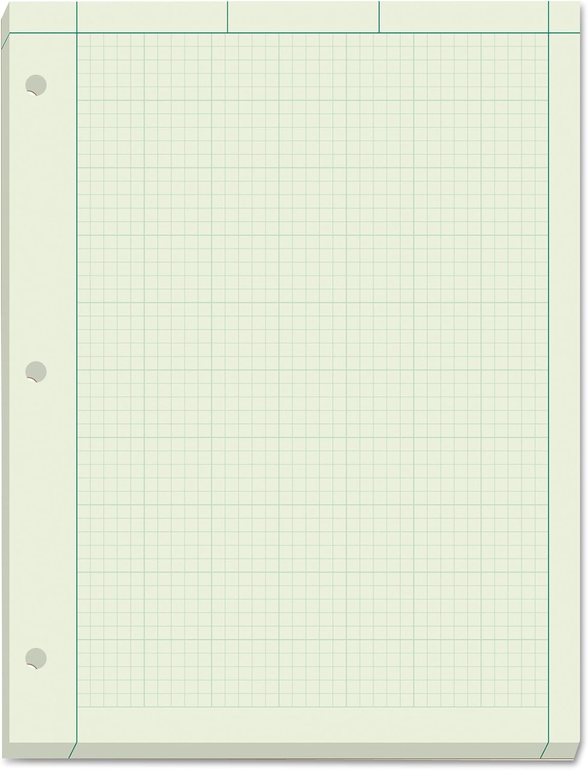 TOPS Engineering Computation Pad, 8-1/2" x 11", Glue Top, 5 x 5 Graph Rule on Back, Green Tint Paper, 3-Hole Punched, 200 Sheets (35502)