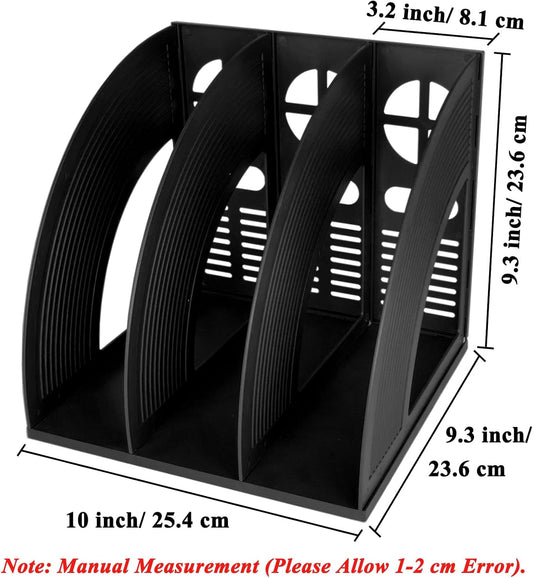 SAYEEC 2Pcs Magazine Holder Plastic File Sorter Binder Holder for Desk Folder Organizer Stand Book Shelf Dividers Vertical Filling Storage Rack Desktop Bookshelf Display Box for Office School (Black)