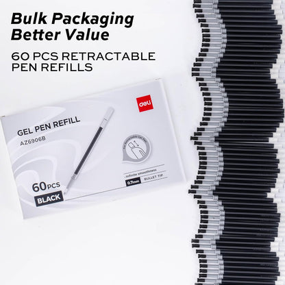 deli Gel Pens, 50 Pcs Retractable Pens Black Ink, Medium Point Pen 0.7mm, Smooth Writing, Fast Dry, No Bleed for Journaling Note Taking, Home School Office Supplies