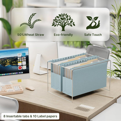 XINGIA Wheat Straw Reinforced Hanging File Folders Legal Size,4 Inch Expansion File Organizer,6 Pack Extra Capacity File Cabinet Folders for Bulky Files,Medical Charts,Filing Folders Hanging with Tabs