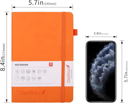 Deziliao Lined Journal Notebooks with Pen Loop, Hardcover Notebook Journal for Work, 100Gsm Premium Thick Paper with Inner Pocket, Medium 5.7"x8.4", （Black, Ruled）