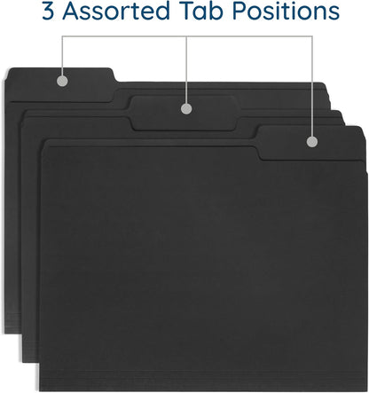 File Folder, 1/3 Cut Tab, Letter Size, Yellow, Great for Organizing and Easy File Storage, 100 Per Box