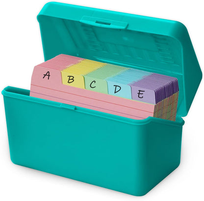 Olivo 4x6 Index Card Holder Box with 100 Cards Dividers Tabs 4"x 6", Blue