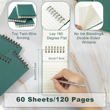 Tenceur 2 Pcs Pocket Notebook Bulk Small 3x5 Inch Spiral Notepads Mini Top Bound Notebook with Lined 120 Pages Ruled Memo Pads for Office College Nurse Essentials Back to School Gift (Black)