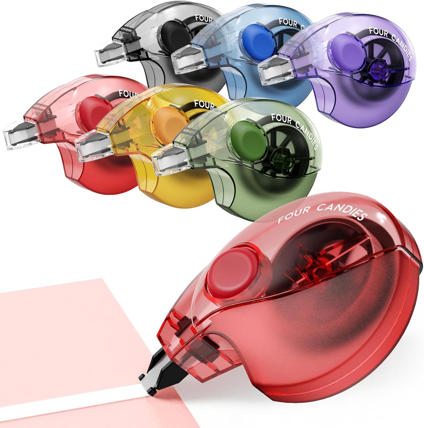 Four Candies Silent Correction Tape, White Correction Tape 6 Pack, 26.2ft, Ergonomic Easy-to-Use Applicator, Fast Clean Instant Corrections, Smooth High-Opacity Tear-Resistant Office & School Supplies