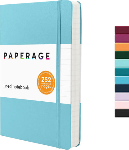 PAPERAGE Lined Journal Notebook, (Black), 160 Pages, Medium 5.6 in x 8 in - 100 GSM Thick Paper – Hardcover Journaling Notebook for Work, School & Note Taking