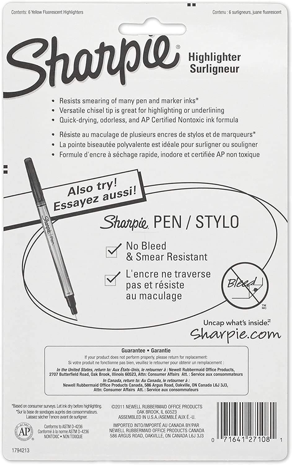 Sharpie 27108PP Accent Pocket Style Highlighter, Fluorescent Yellow, 6-Pack
