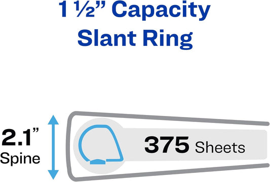 Avery Heavy Duty View 3 Ring Binder, 1.5" One Touch Slant Ring, Holds 8.5" x 11" Paper, 1 Pacific Blue Binder (79722)