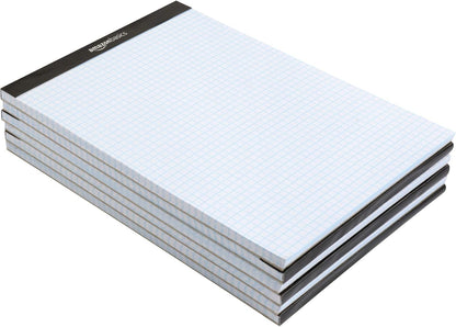 Amazon Basics Quad-Ruled Graph Paper Pad with Sturdy Back, Perforated, 8.5" x 11.75", White, 100 Sheets/Pad, 2-Pack