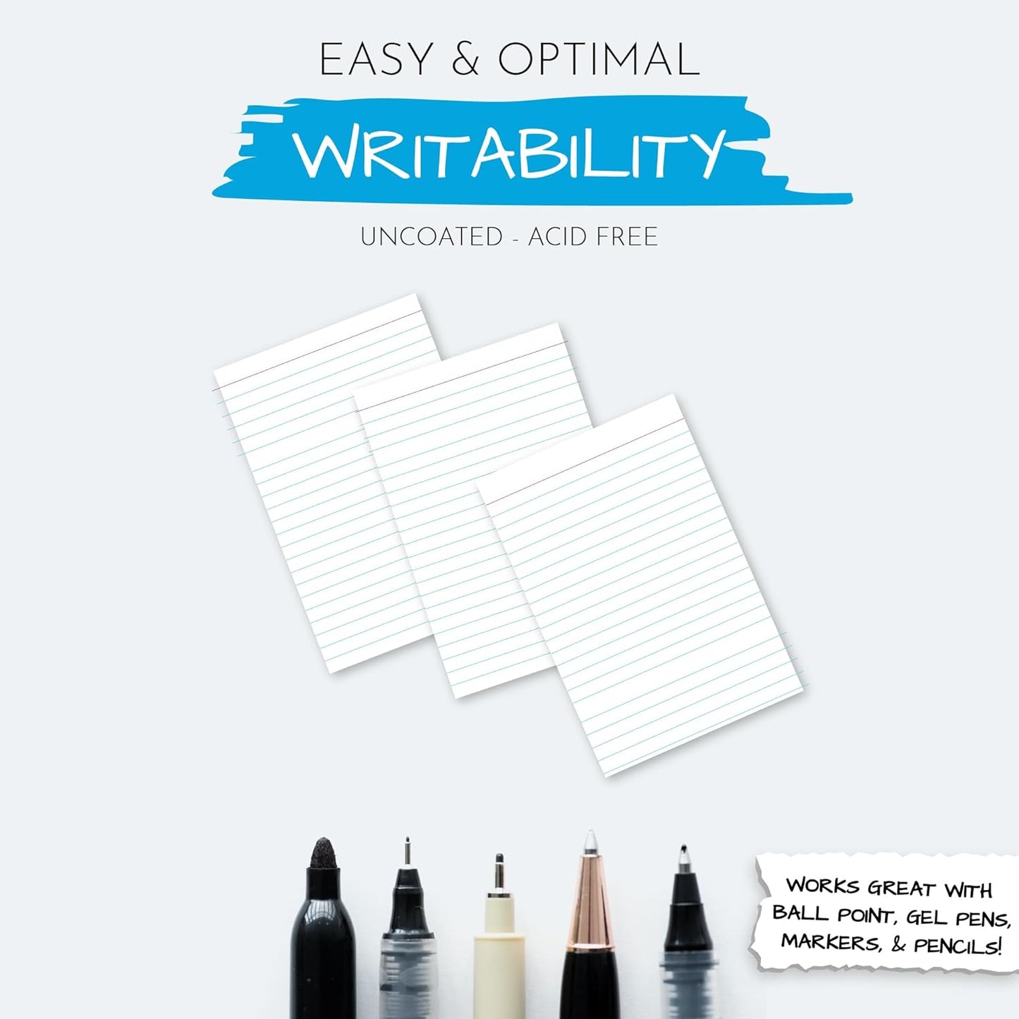 Home Advantage Vertically Ruled White Mini Index Cards, Note Cards (3x5)