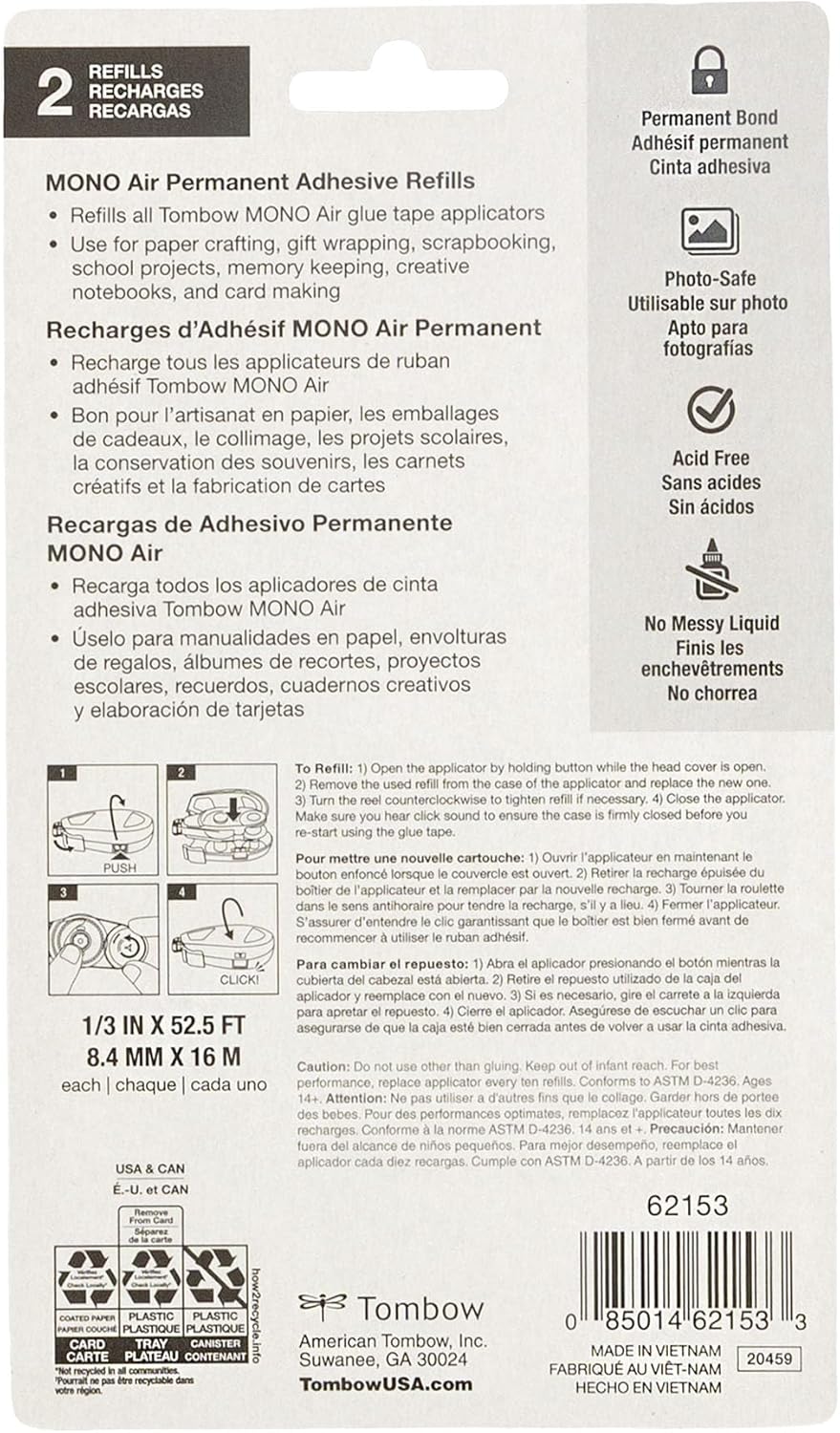 Tombow Mono Air Touch Adhesive, Refill 2-Pack