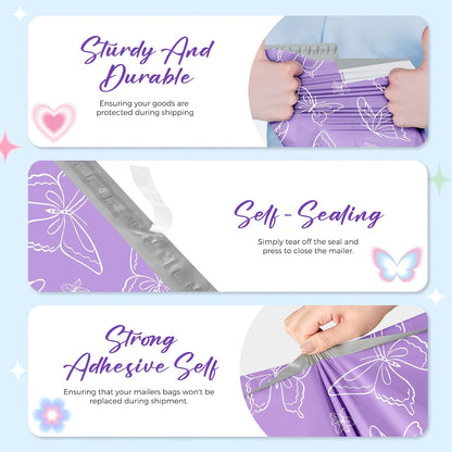 Metronic Cute Poly Mailers 10x13" 50pc Small Shipping Bags, Strong Adhesive Mailers Poly Bags for Business, Waterproof Mailing Envelopes for Packing Shipping Clothes Gifts, Gradient BluePink