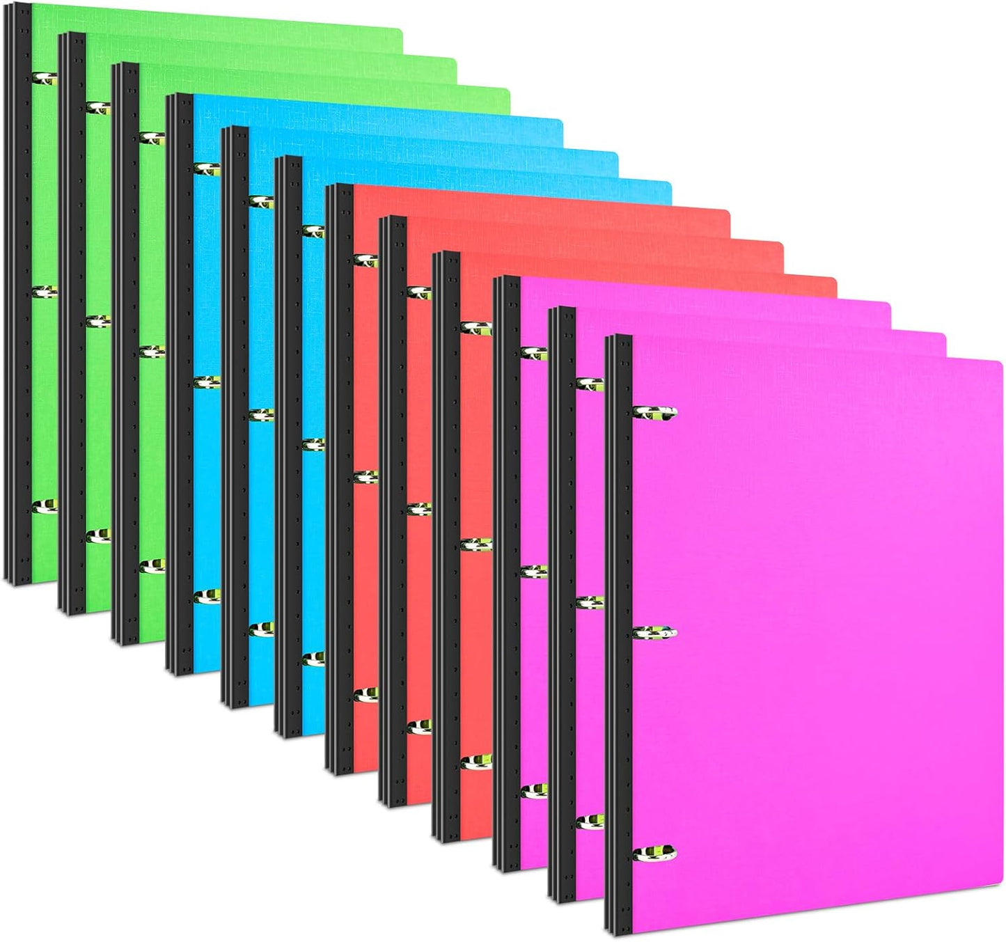 INFUN Telescoping 3 Ring Binder - 4PCS, Portable Plastic 3 Ring Binder with Telescoping Spine, Binders with Foldable Front Cover Holds 8.5"x11" Paper for School, Office, Homes