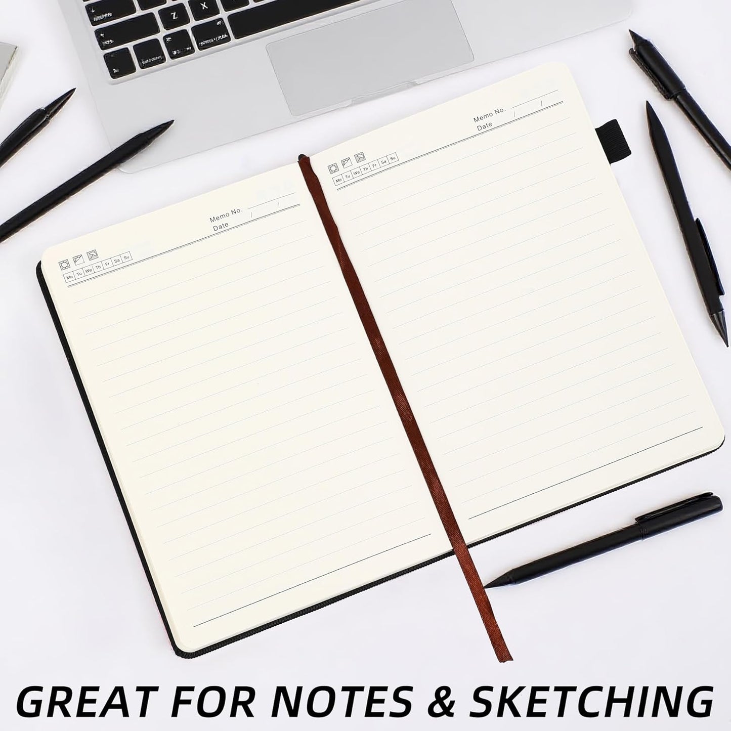 BOBO RABBIT Lined Journal Notebook for Work 100 GSM Thick Paper 300 Pages College Ruled A5 Notebook Hardcover Leather Journal for Writing School Office, 5.63"x8.43"