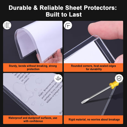 Ndsox 5 Pack 8.5" x 11" Rigid Print Protectors Clear Hard Plastic Sheet Protectors Top Loading for Birth Certificates, Documents, Posters, Photos, Meuns, Heavy Duty No-Hole Plastic Document Sleeves