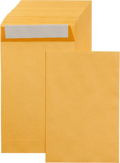 Amazon Basics Catalog Mailing Envelopes, Peel and Seal, 9" x 12", Brown Kraft, 100-Pack
