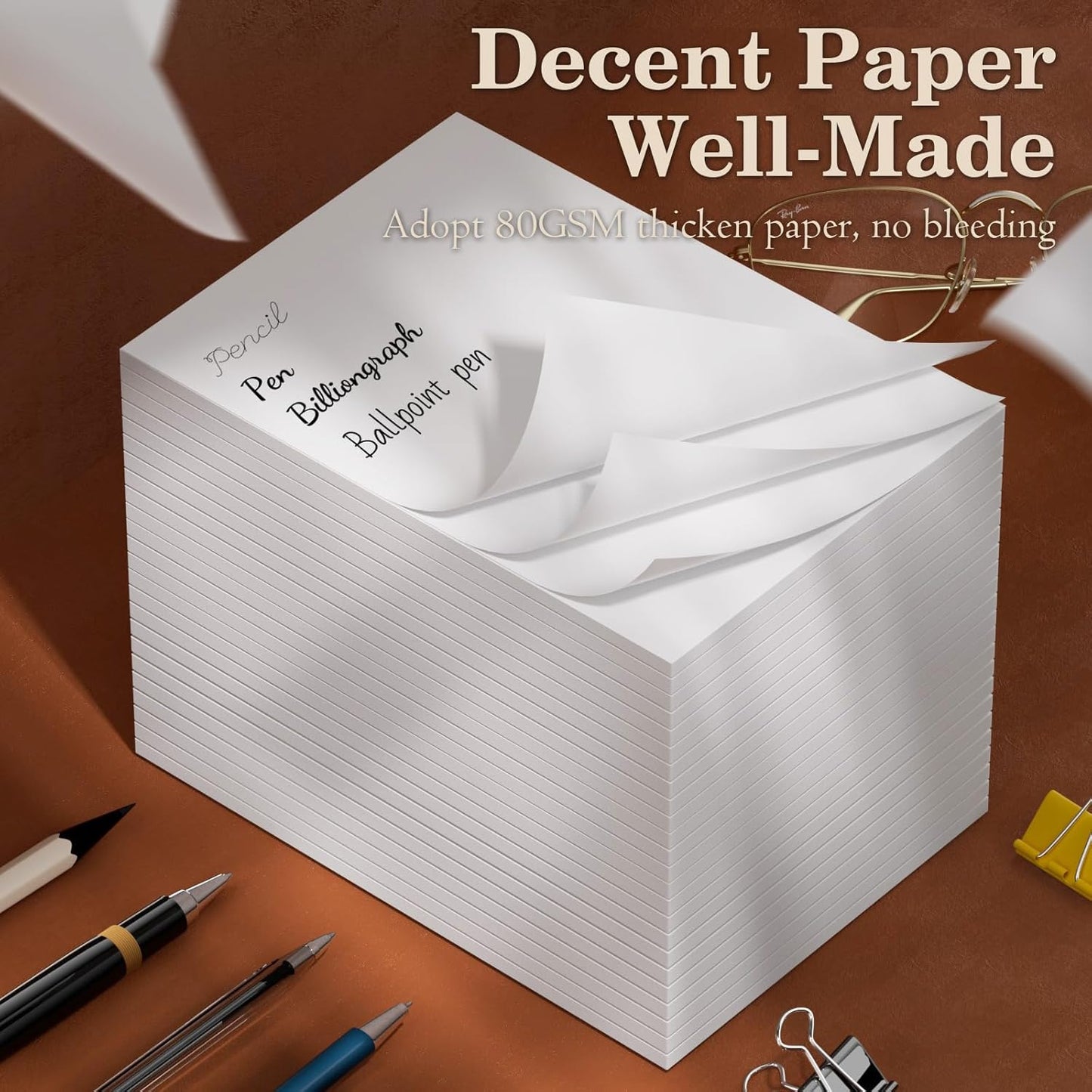 Notepads 3x5, 6 Pack Small Note Pads, Server Note Pad, Scratch Pads 3x5, Memo Pads White Paper, 50 Sheets per Blank Note pads 3''x5'', Small Writing Pads Pocket Notepads for Office School Home Supplies
