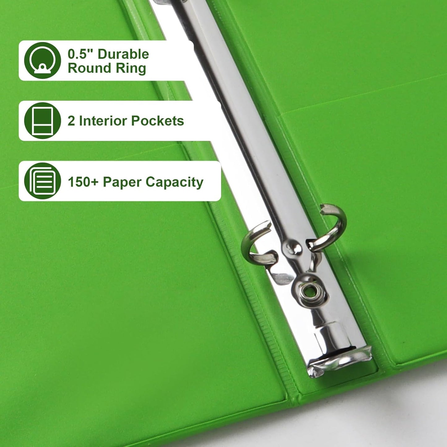 CIXILDTS 1-Inch Round Ring Binders, Standard 3 Ring Binder Fit Letter Size Paper, Presentation View Binders, 6 Packs, Assorted