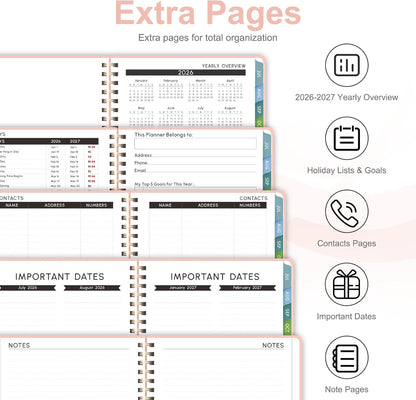 Planner 2026-2027, Weekly and Monthly Academic Year Calendar Planner, July 2026 - June 2027, Daily Agenda Book for Office School Supplies, A5(6.3'' x 8.5'')