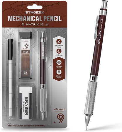 STAGEEK 0.7 mm Mechanical Pencil, Metal Art & Drafting Pencil with Eraser and 60 HB Lead Refills, Professional Drawing Pencil for Artists, Students, School, Office, Writing, Sketching, Drafting(Blue)