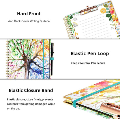 Ospelelf Clipboard with Storage 8.5 X 11，Padfolio Organizer, Spiral Portfolio Letter Size with Notepad, Pen Holder, 5 Extra Folder Divider Pages, Elastic Closure Nurse Office Essentials (Polka Dots)