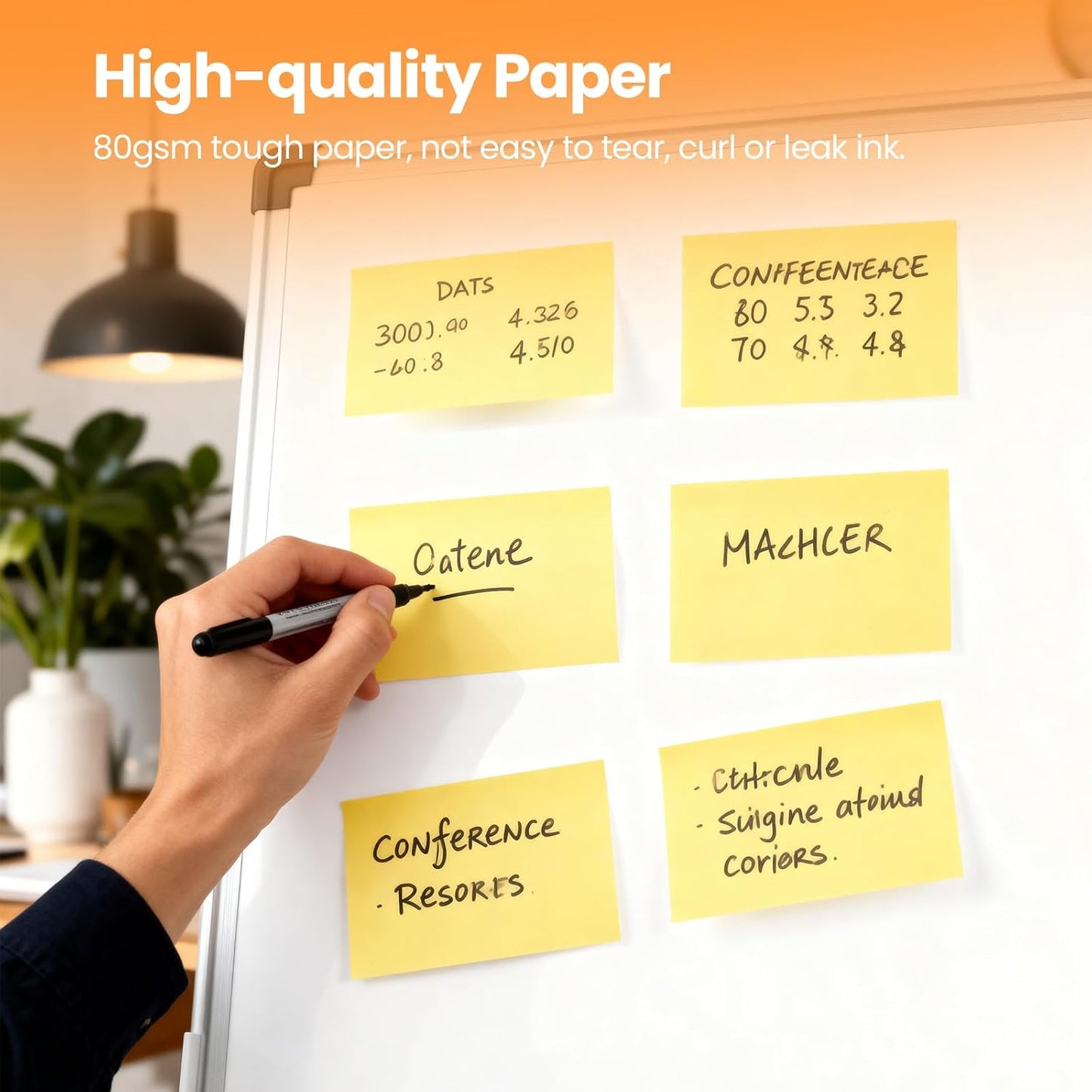 480 Sheets 3 in x 5 in Large Sticky Notes, 76 x 127 mm 6 Pads Assorted Self-Stick Pads for Notebook,Office,School and Home,80 Sheets/Pad (6 Pads Brillant)