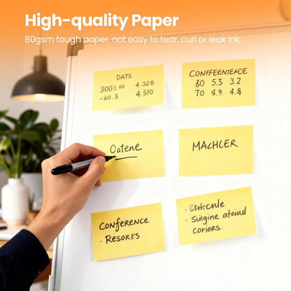 480 Sheets 3 in x 5 in Large Sticky Notes, 76 x 127 mm 6 Pads Assorted Self-Stick Pads for Notebook,Office,School and Home,80 Sheets/Pad (6 Pads Brillant)