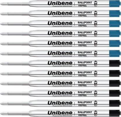 Unibene Parker Compatible Ballpoint Refills 12 Pack,1.0mm Medium Point-Black, Smooth Writing Replaceable German Ink Tactical Pen Refills for Parker Ballpoint/UZI Pen