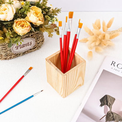 18 Pack Round Unfinished Wooden Pencil Holder, 3 x 3 x 4 Inch Wood Pencil Cup Holder, Wood Crafts Pencil Cup for Desk, Office, DIY Project