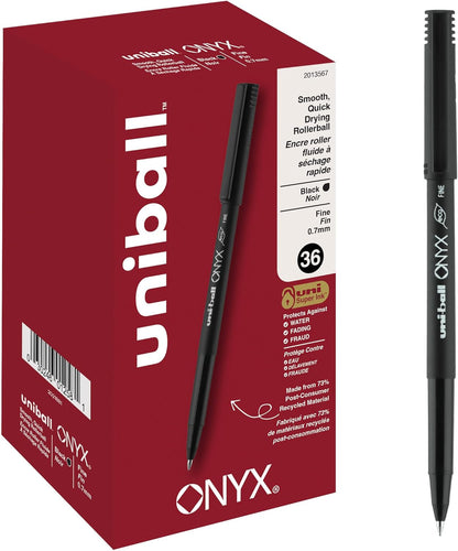 uniball Roller Rollerball Pens, Micro Point (0.5mm), Blue, 12 Pack