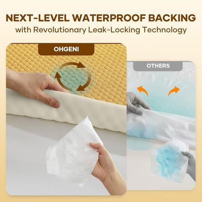 OhGeni 100% Waterproof Queen Size Mattress Protector,Soft Mattress Pad, Cooling Breathable Fitted Sheets,Washable Bed Cover,Non-Slip Deep Pocket,Noiseless for Bedroom