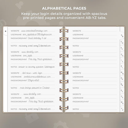 Clever Fox Password Book Spiral – Internet Address & Password Organizer with Laminated Alphabetical Tabs – Password Keeper Journal – Hardcover, Medium Size, 6.1x7.7” (Mystic Blue)