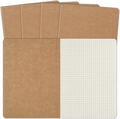 ZCZN 8 Pack A5 Kraft Notebooks Bulk, 8.15x5.5 Inches Graph Paper Journaling Notebooks, Notebooks for Work, Composition Notebooks for School, Journal Notebooks for Office, 60 Pages